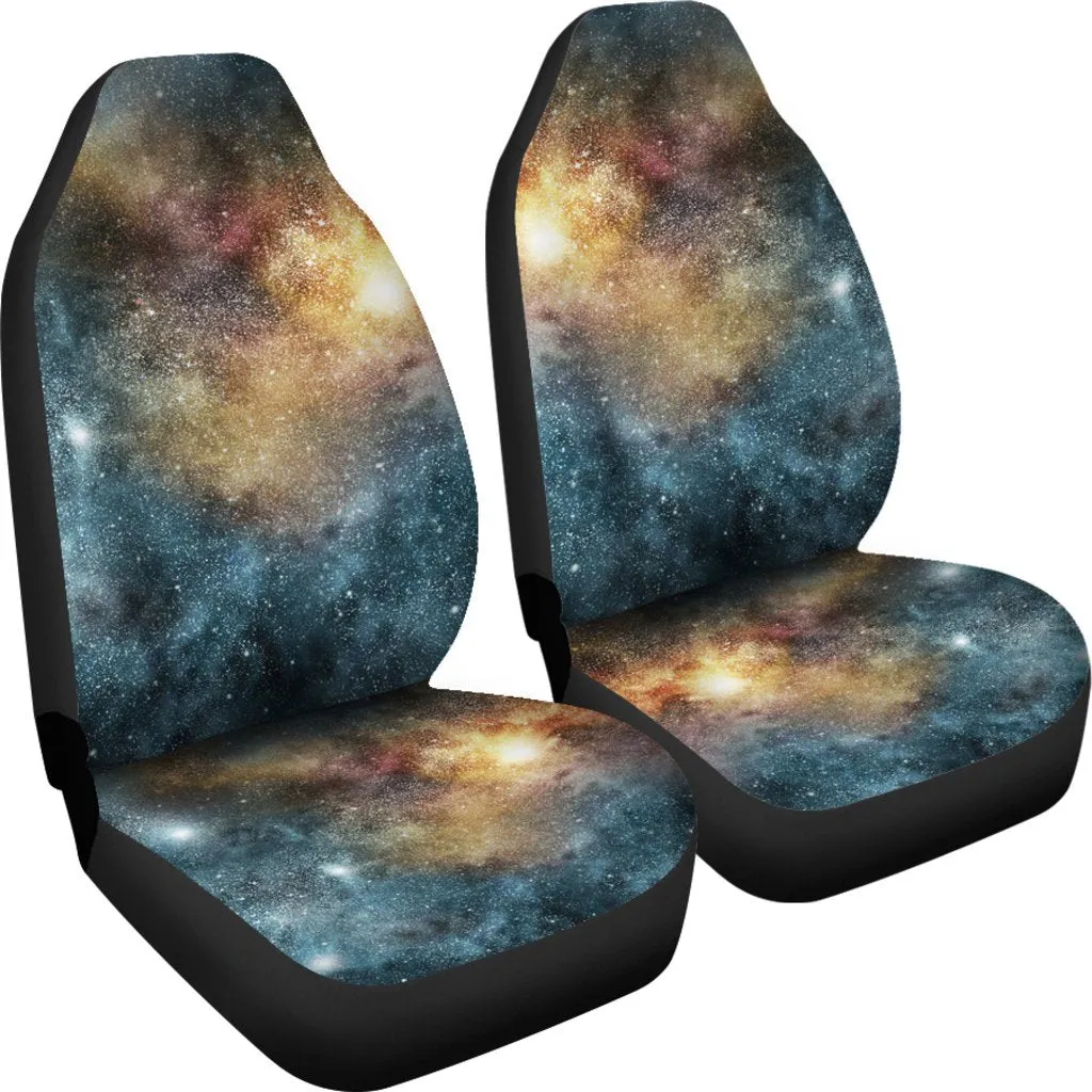 Blue Orange Stardust Galaxy Space Print Universal Fit Car Seat Covers