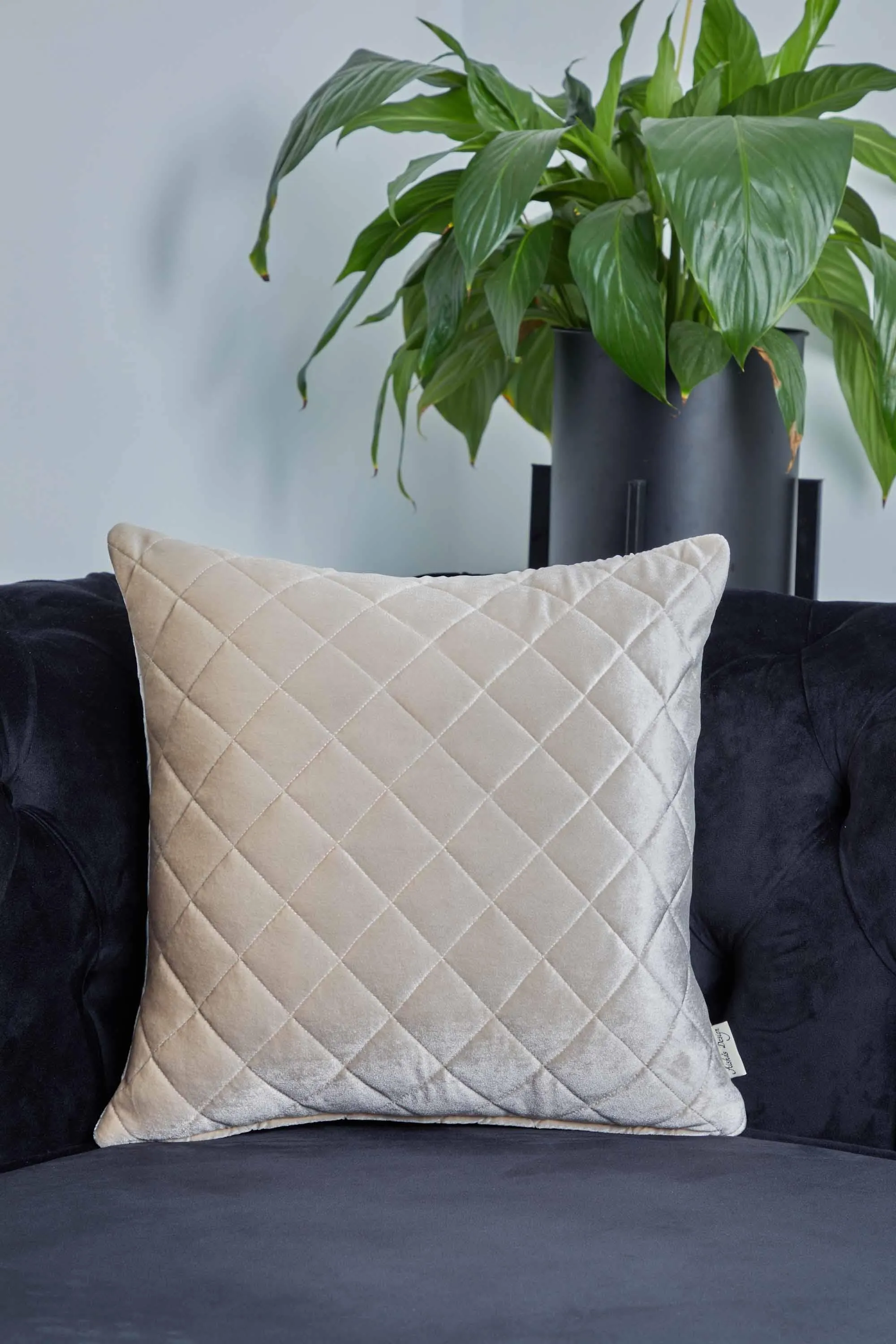 Boho Style Throw Pillow Cover made from Velvet, Decorative 18x18 Inches Quilted Handmade Pillow Cover for Modern Home Decoration,K-330