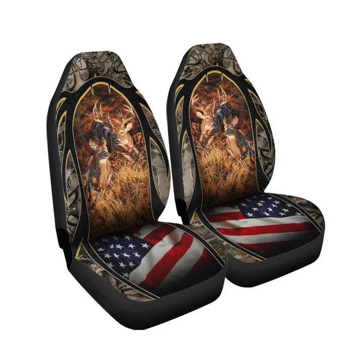 Deers With American Flag Car Seat Cover, Best Car Seat Protector
