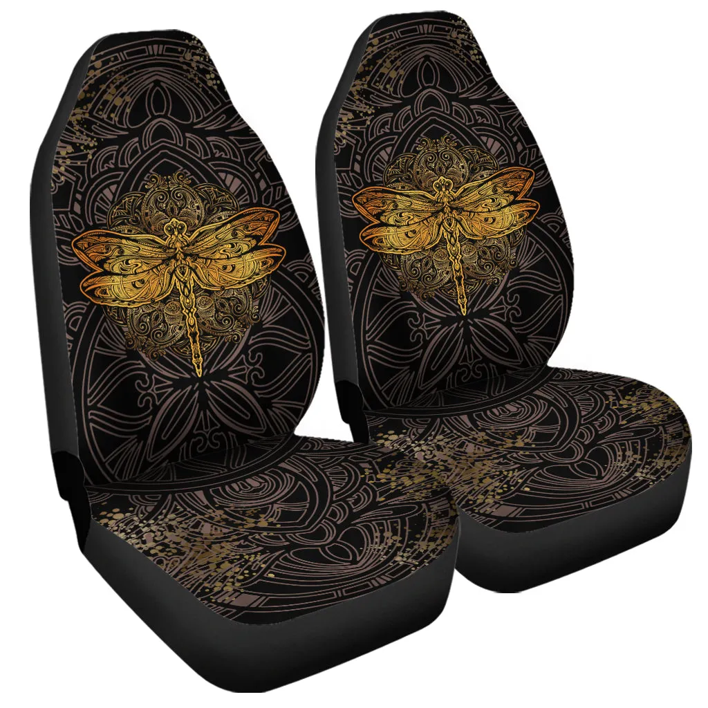 Gold Boho Dragonfly Print Universal Fit Car Seat Covers