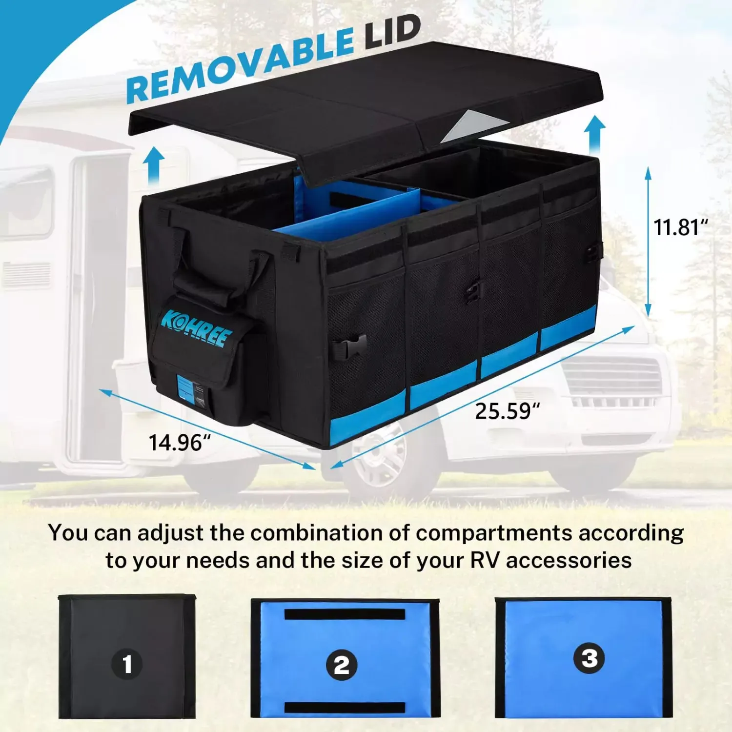 Trunk Organizer for RV Accessories, 74L